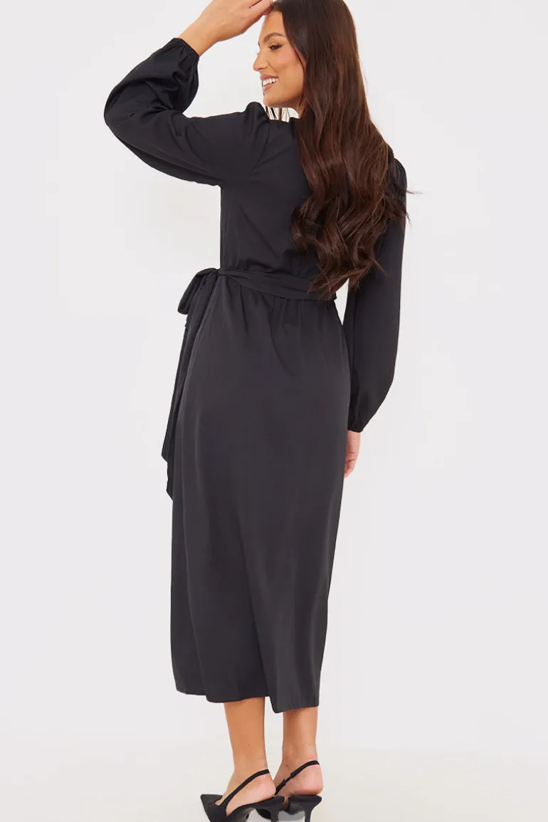 Wrap Waist Midi Dress