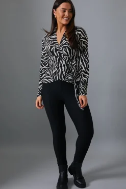 Zebra Print Wrap Front Shirt