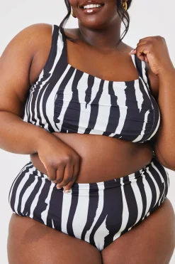 Zebra Ruched Front Square Neck Bikini Top