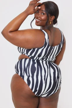 Zebra Ruched Front Square Neck Bikini Top